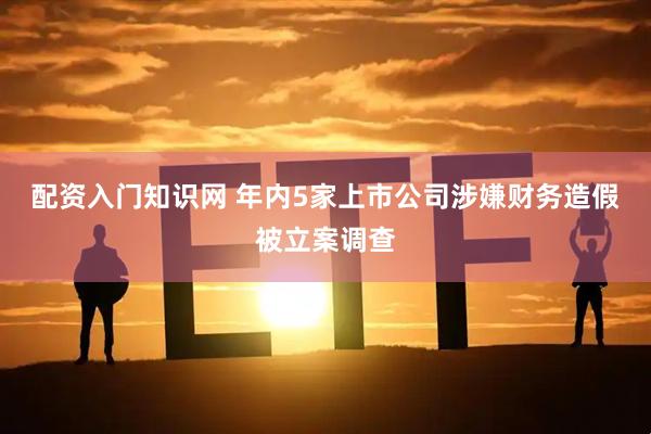 配资入门知识网 年内5家上市公司涉嫌财务造假被立案调查